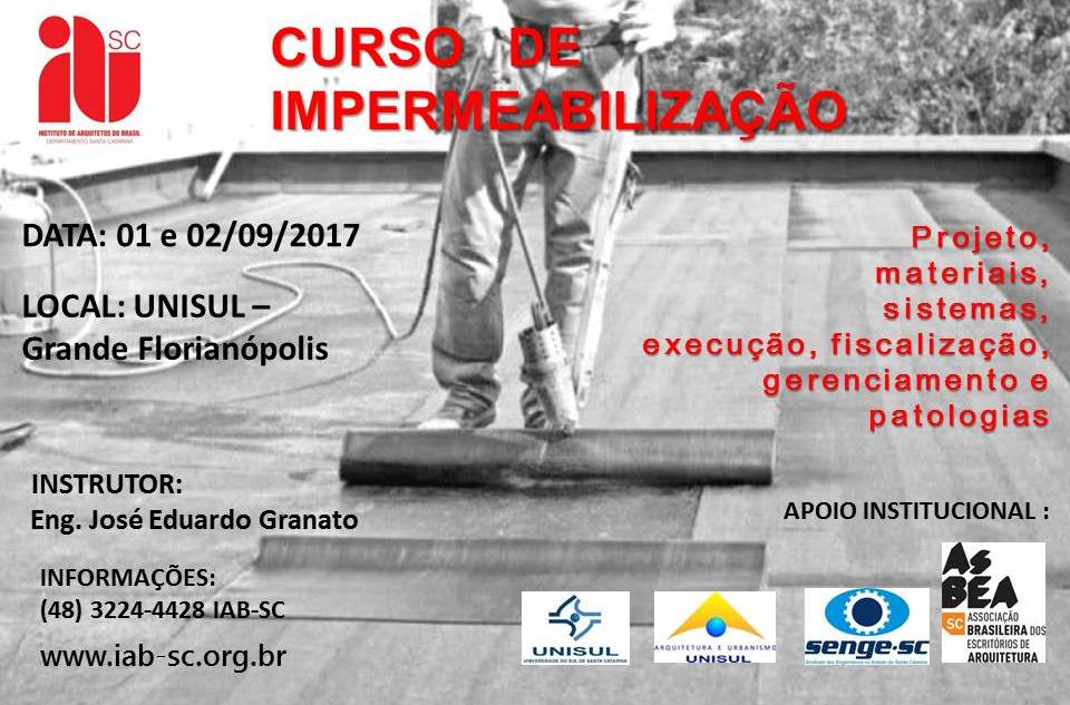 CURSO - IMPERMEABILIZAÇÃO PROJETO, MATERIAIS, SISTEMAS, EXECUÇÃO, FISCALIZAÇÃO, GERENCIAMENTO E PATOLOGIA