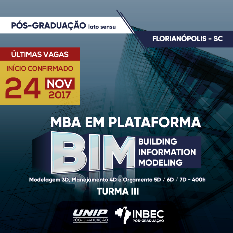 MBA EM PLATAFORMA BIM - MODELAGEM 3D, PLANEJAMENTO 4D E ORÇAMENTO 5D / 6D / 7D - 400h