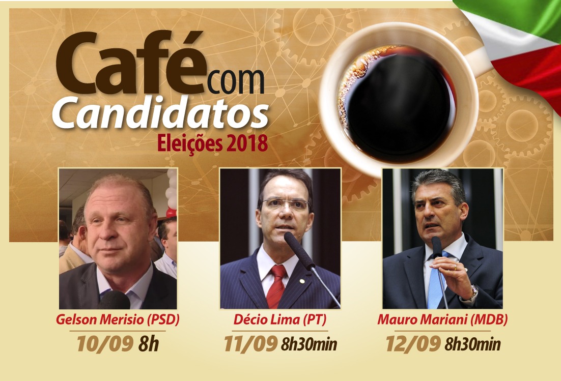 Candidatos ao governo, Merísio, Décio e Mariani participam do Café com Candidatos no Senge-SC nesta semana. Confira a programação: