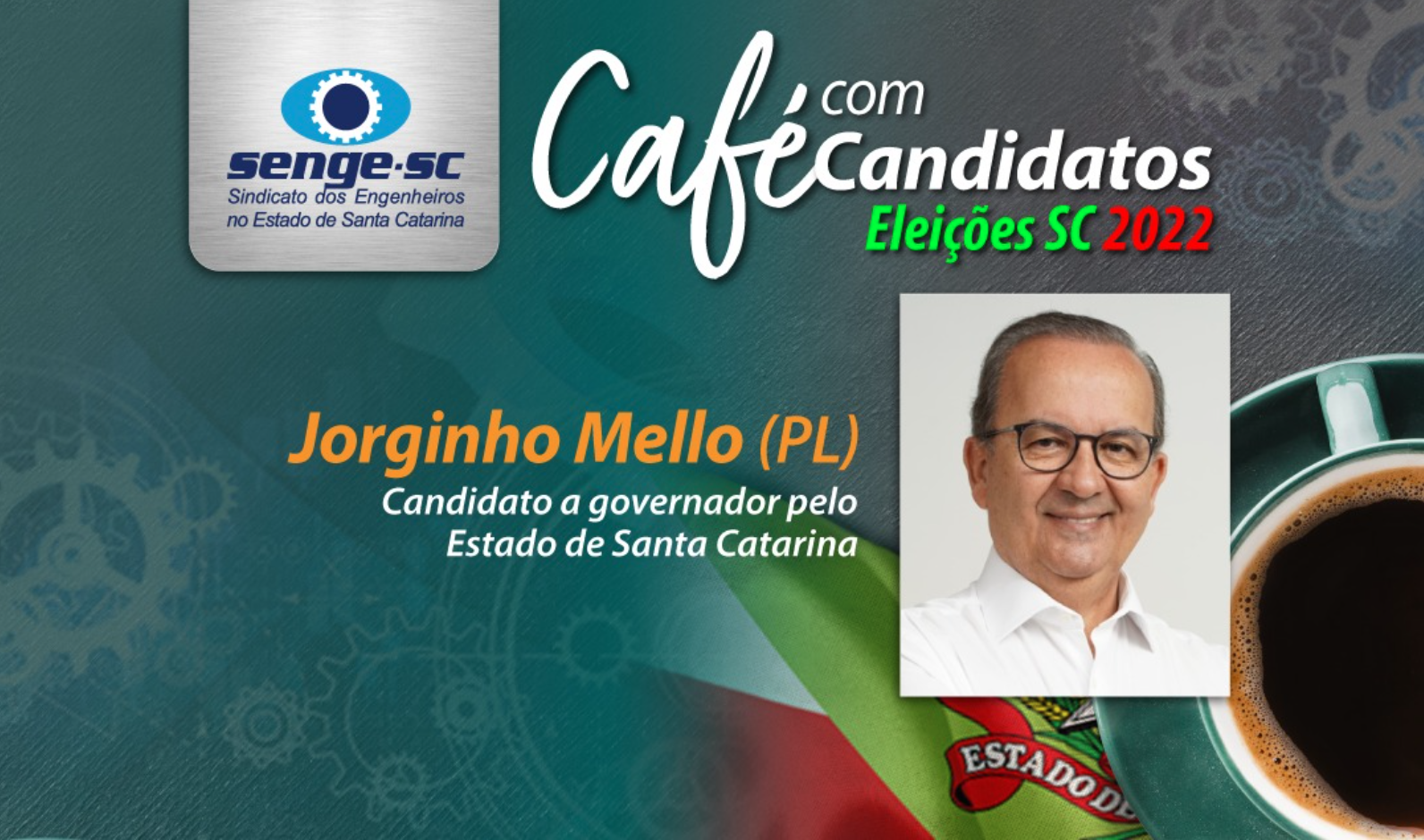 Jorginho Mello é o primeiro a participar do Café com Candidatos no Senge-SC nesta segunda-feira