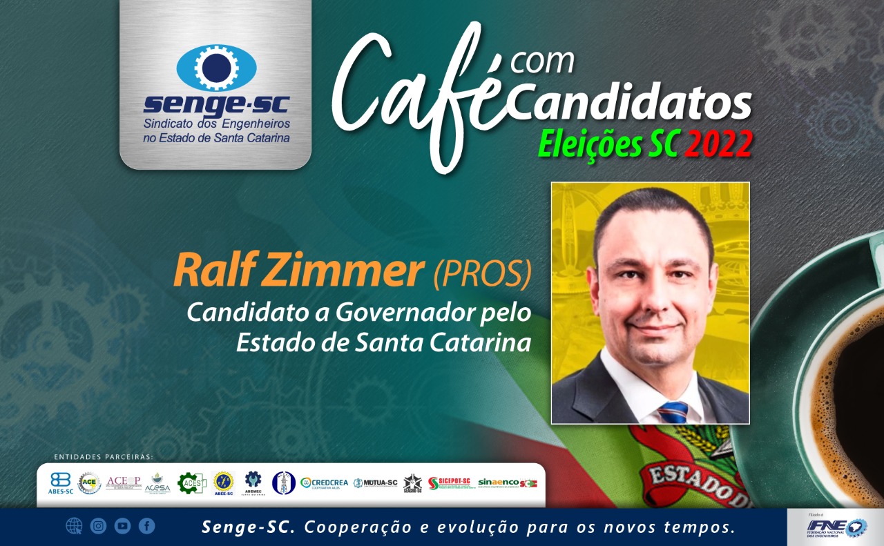 Ralf Zimmer participa do Café com Candidatos no Senge-SC na sexta-feira, dia 09/09