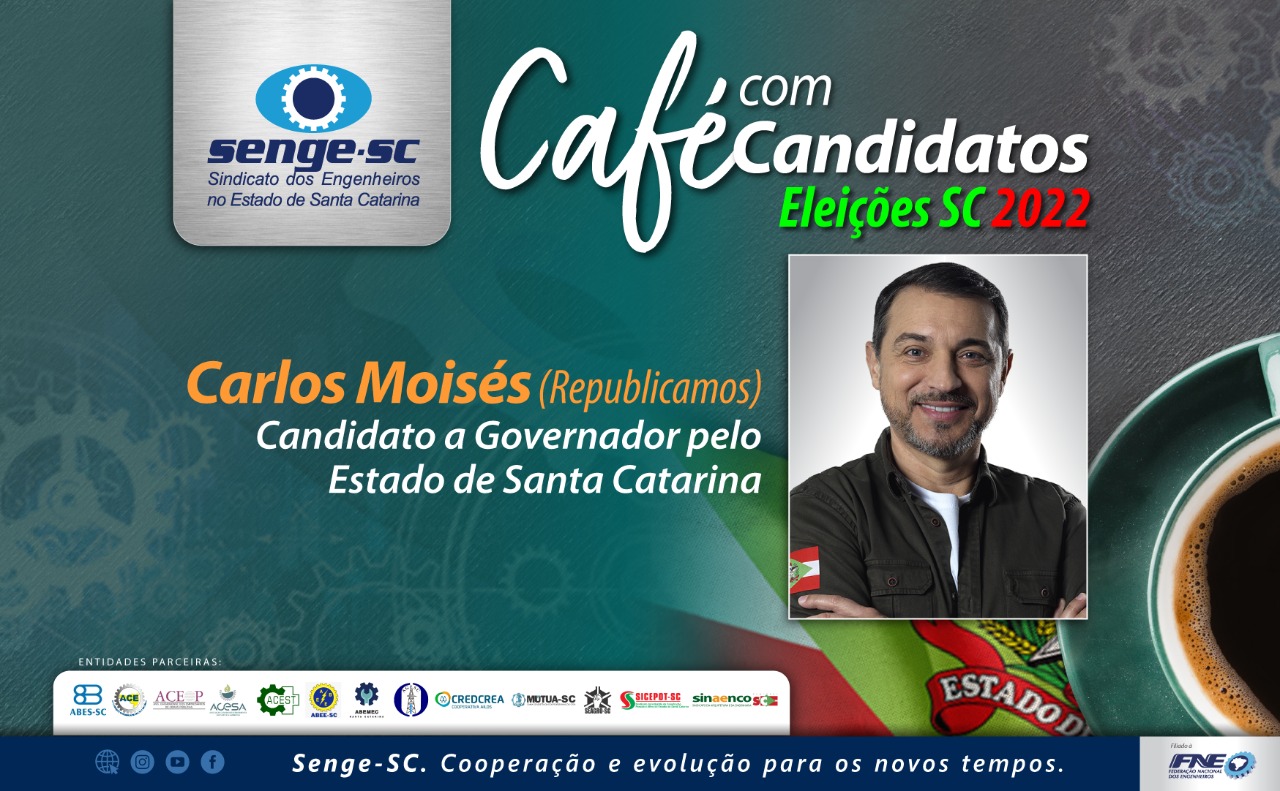 O candidato ao governo do estado, Carlos Moisés, participa na próxima terça-feira (13/09)