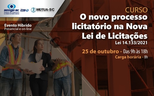 Nova lei de licitações é tema de curso presencial no Senge-SC dia 25