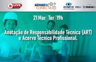 Dia 21 tem SengeSC Conecta sobre Anotação de Responsabilidade Técnica e Acervo Técnico